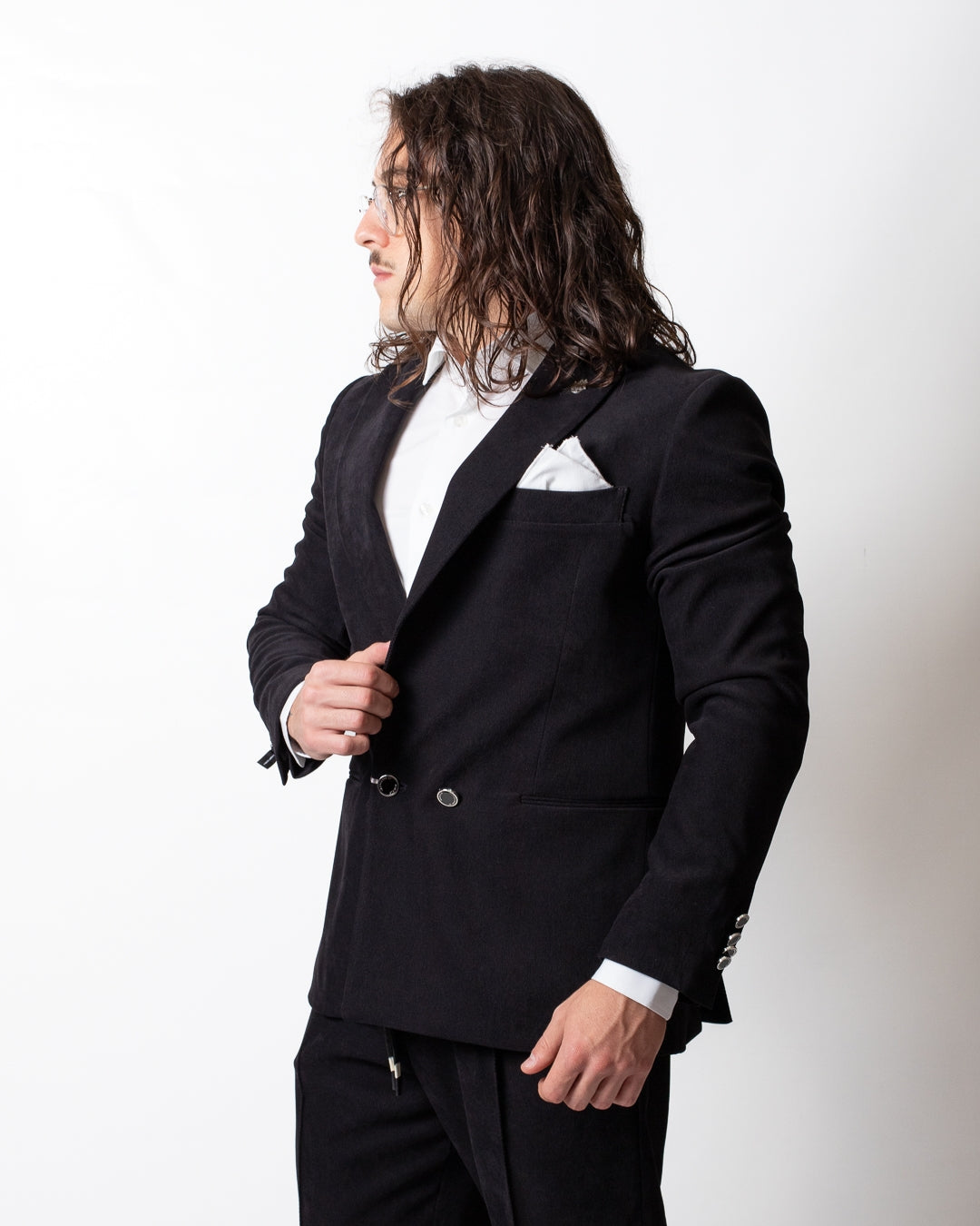 Giacca blazer Daniele Alessandrini doppiopetto in suede uomo