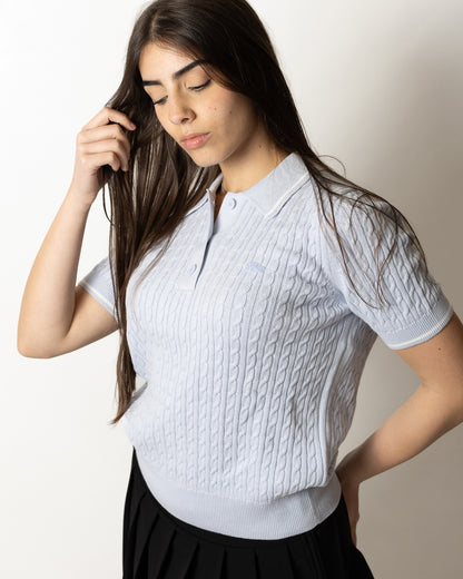 Polo Lacoste in maglia ricamata donna