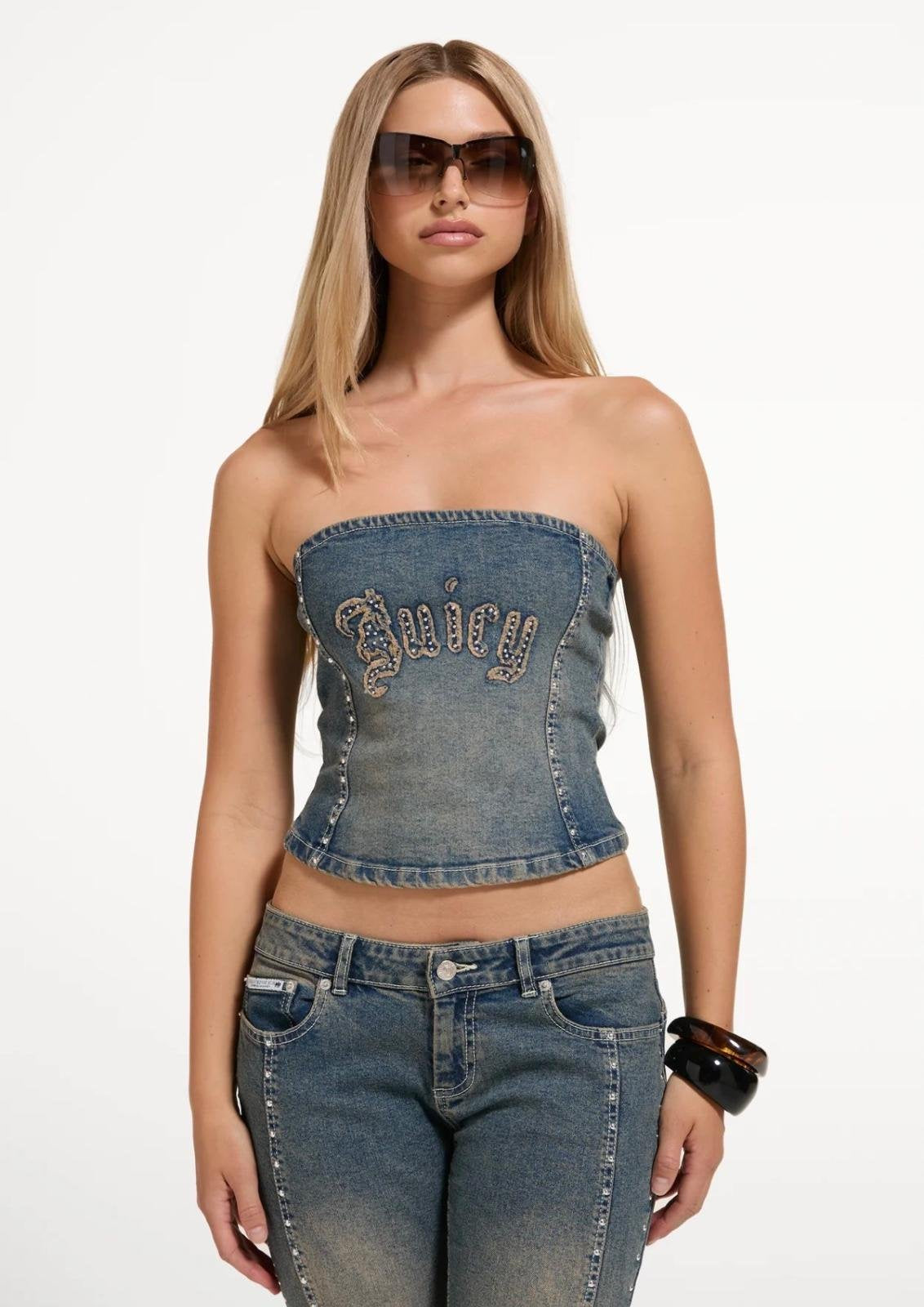 Top Juicy Couture con logo e borchie