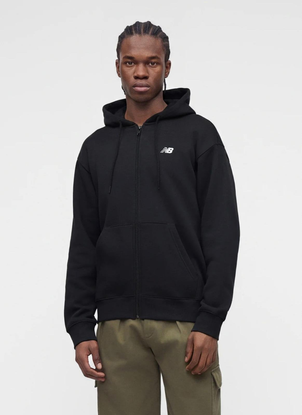 Felpa New Balance full zip con cappuccio con logo ricamato