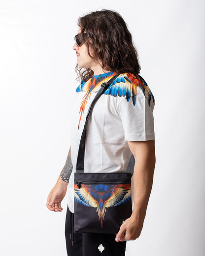 Tracolla Marcelo Burlon in nylon con logo wings colorfull
