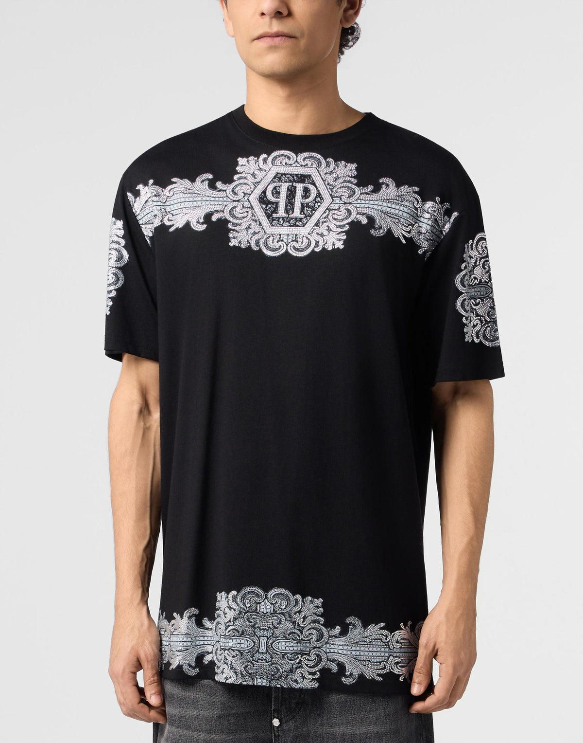 T-shirt Philipp Plein "Baroque Stones" con cristalli all over