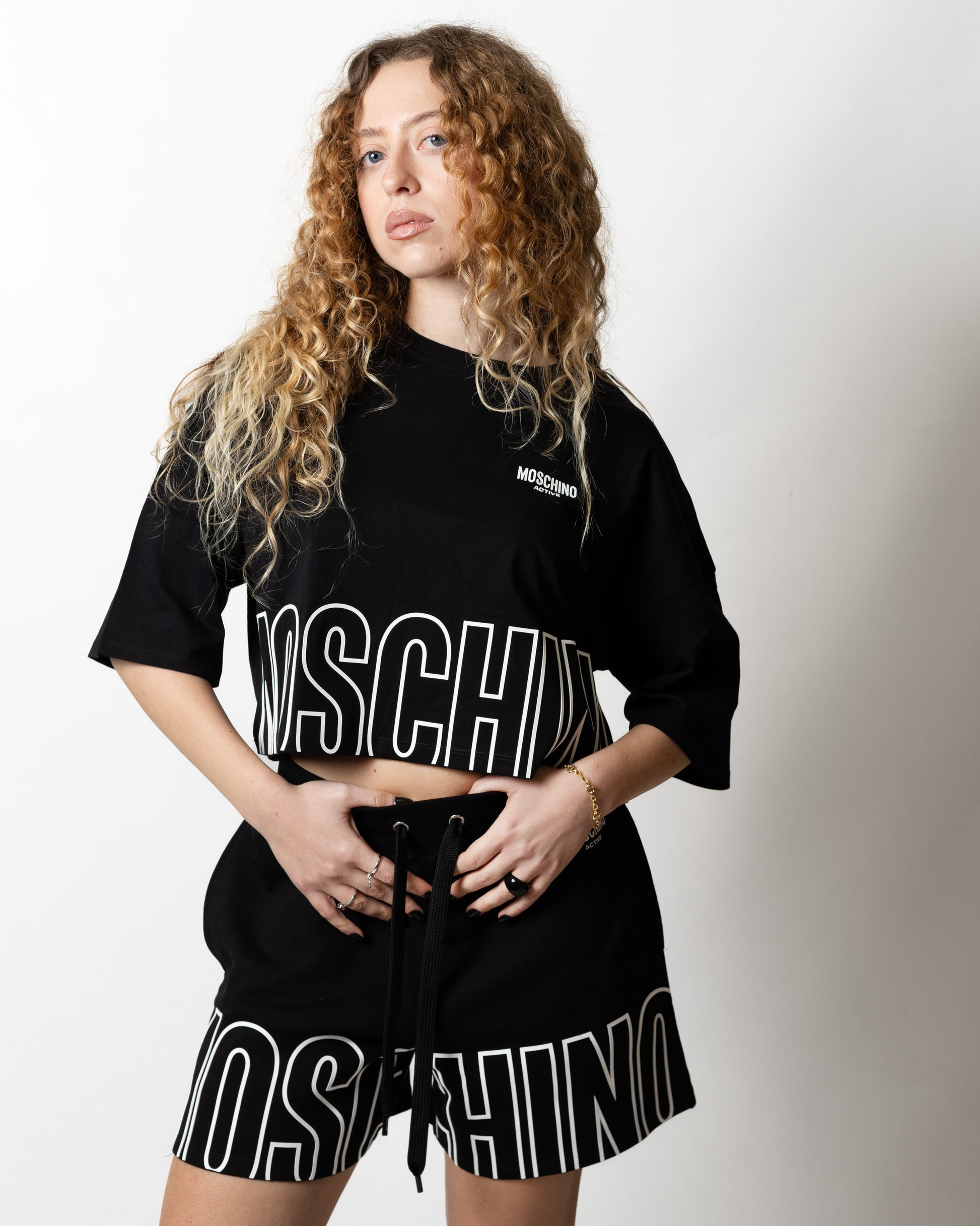 T-Shirt Moschino Active cropped logata donna