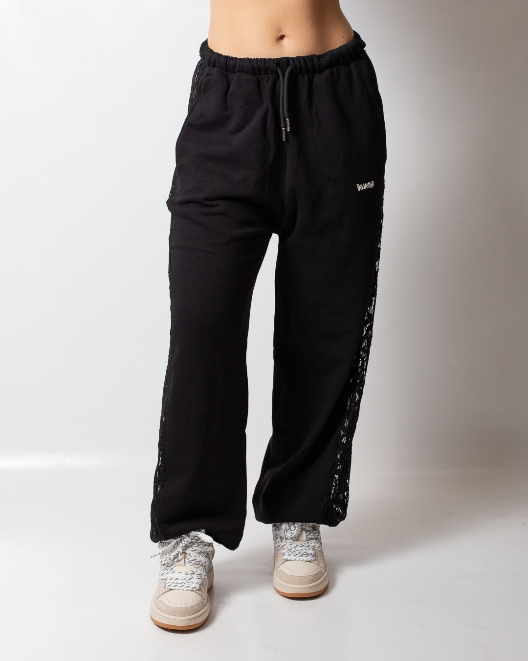 Pantalone Disclaimer in felpa con pizzo donna