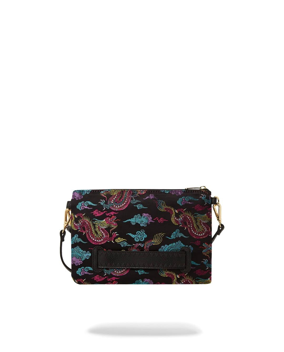 Pochette Sprayground nero embroidered dragons clutch con tracolla