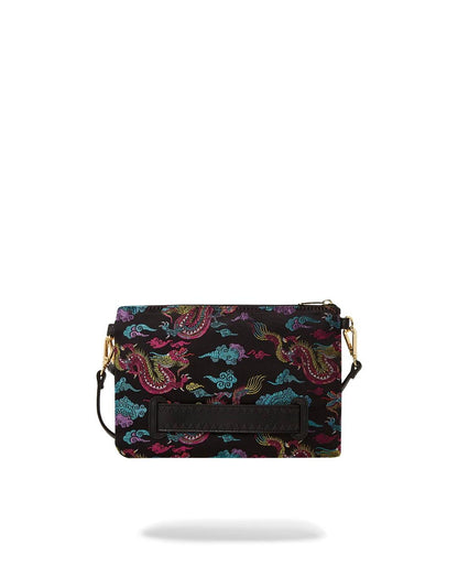 Pochette Sprayground nero embroidered dragons clutch con tracolla