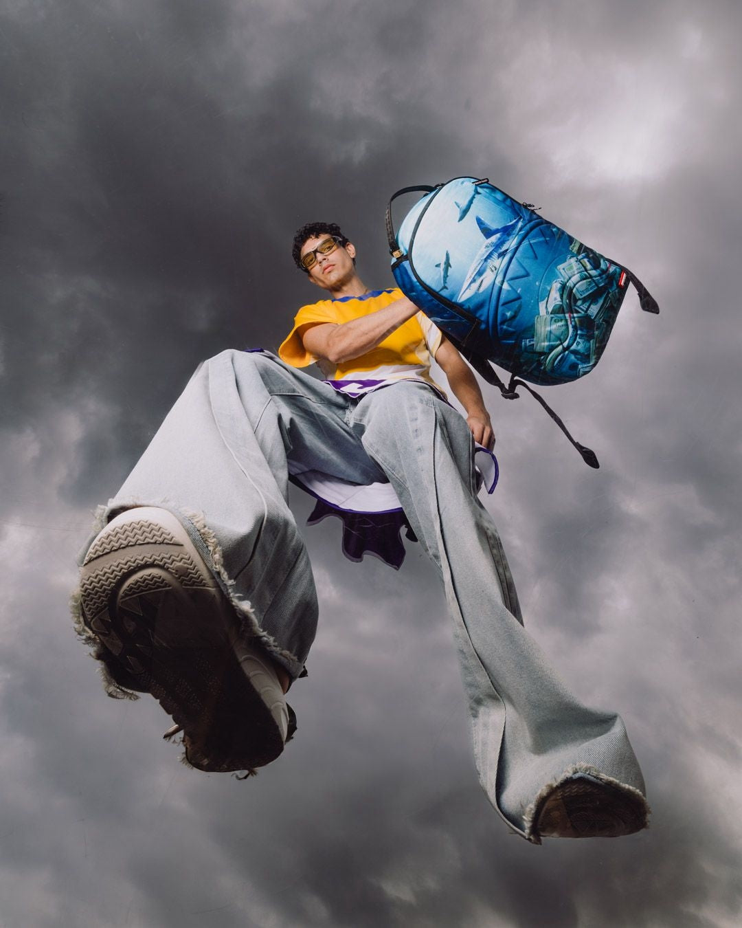 Zaino Sprayground blu SHARK UNDER WATER WITH MONEY BACKPACK 