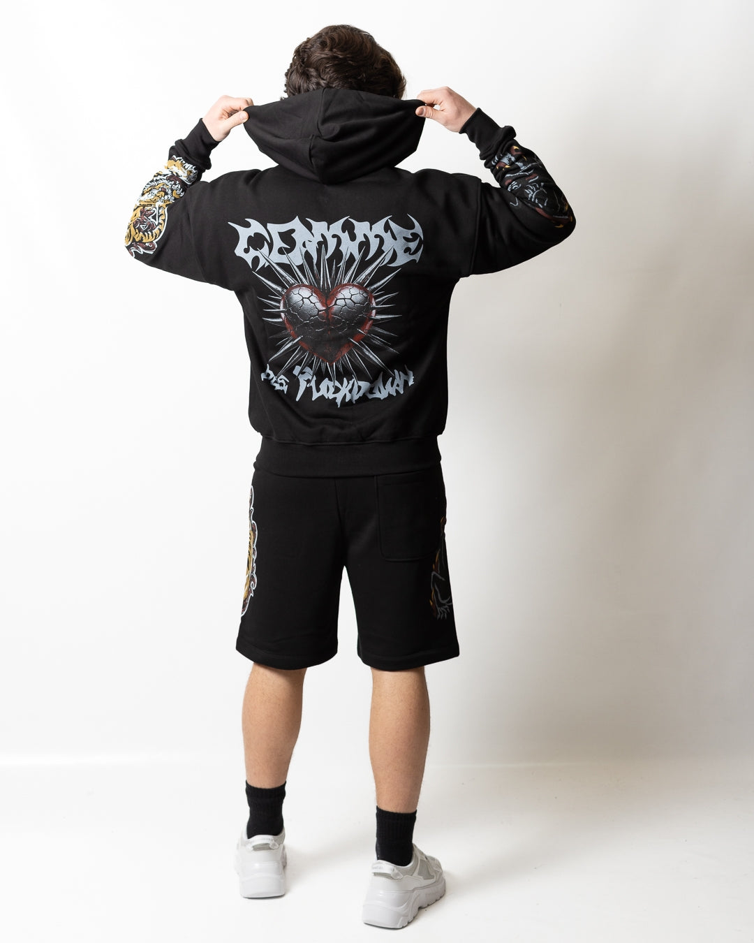Bermuda Comme des Fuckdown in felpa con stampe uomo
