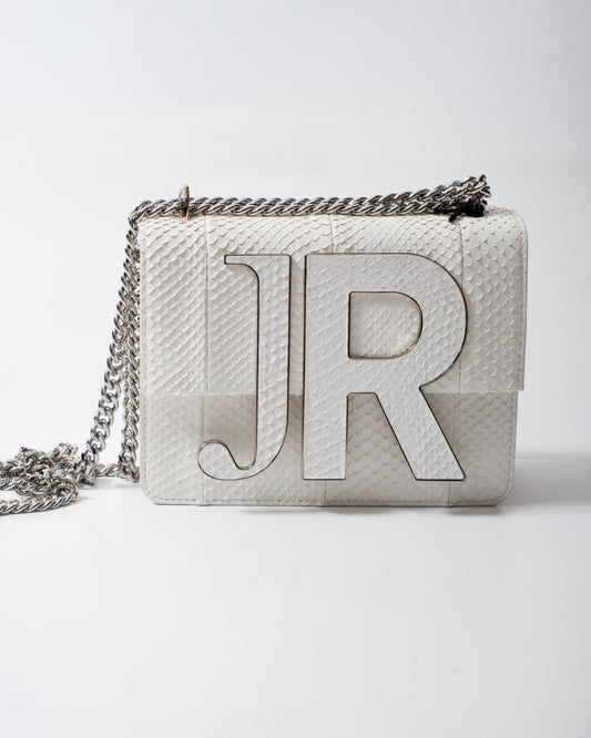 Borsa John Richmond white pitonata con maxi placca donna