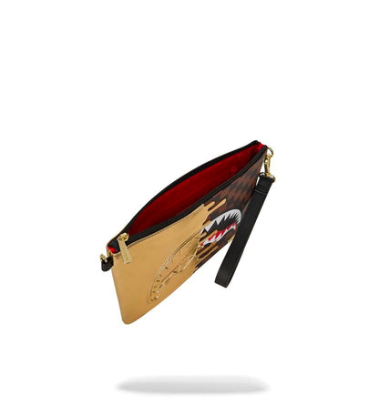 Pochette Sprayground marrone SHARKS IN PARIS GOLD DRIP CROSSOVER CLUTCH con tracolla