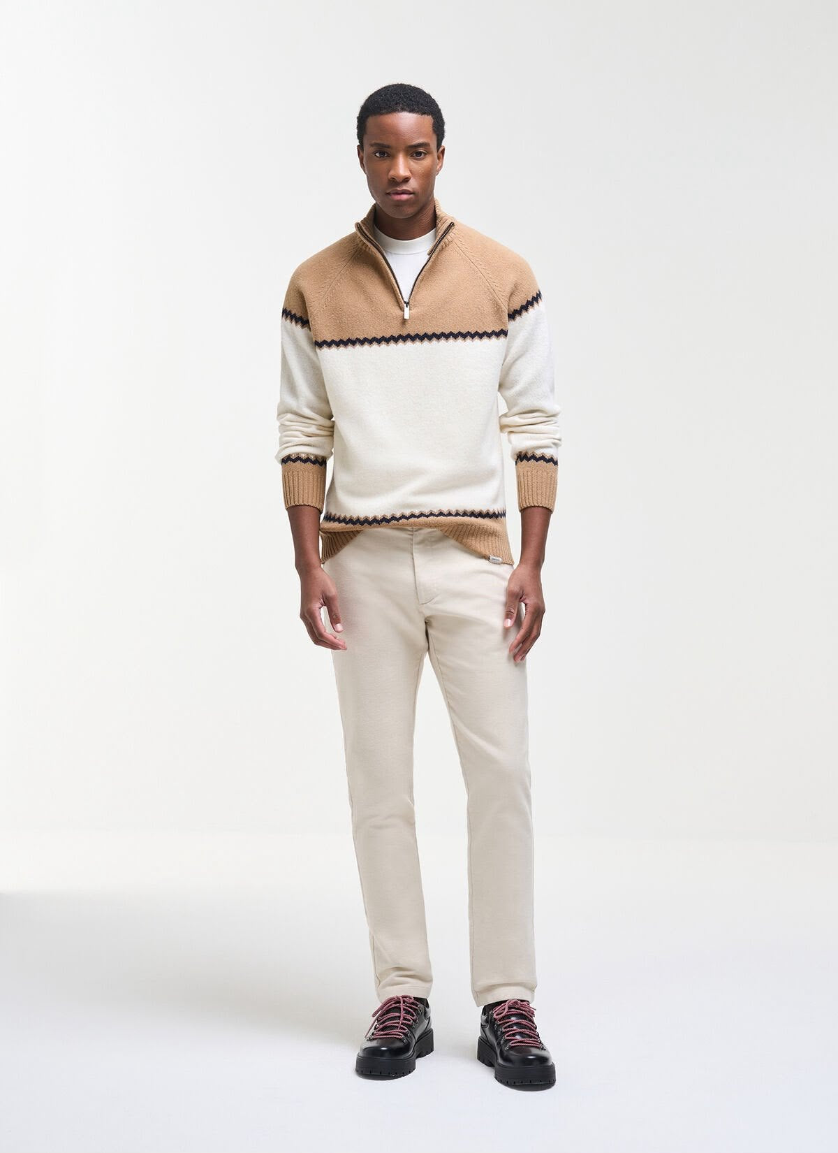 Maglia Colmar mezzazip con motivi jacquard uomo