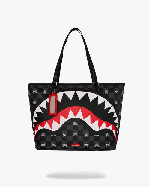 Borsa Sprayground nero GRAY PEEKING CHARACTER CHECK TOTE