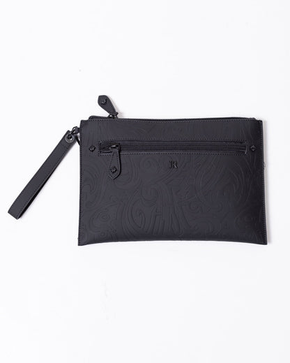 Pochette John Richmond texture in rilievo dalla finitura opaca e logo "JR" applicato