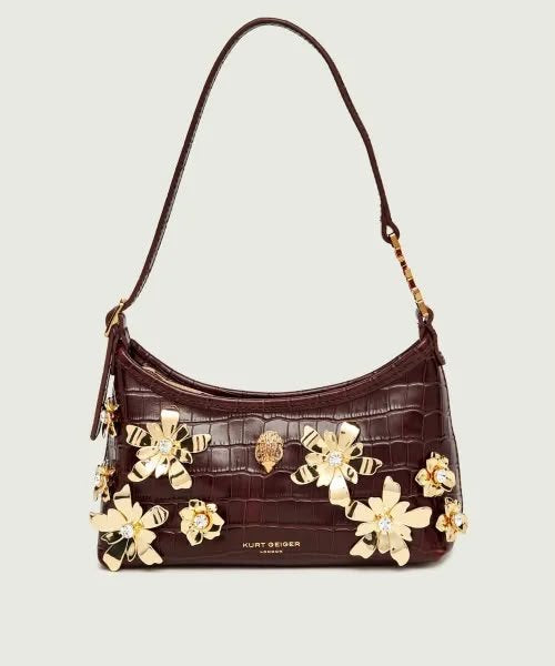 Borsa Kurt Geiger con fiori decorativi e brillantini