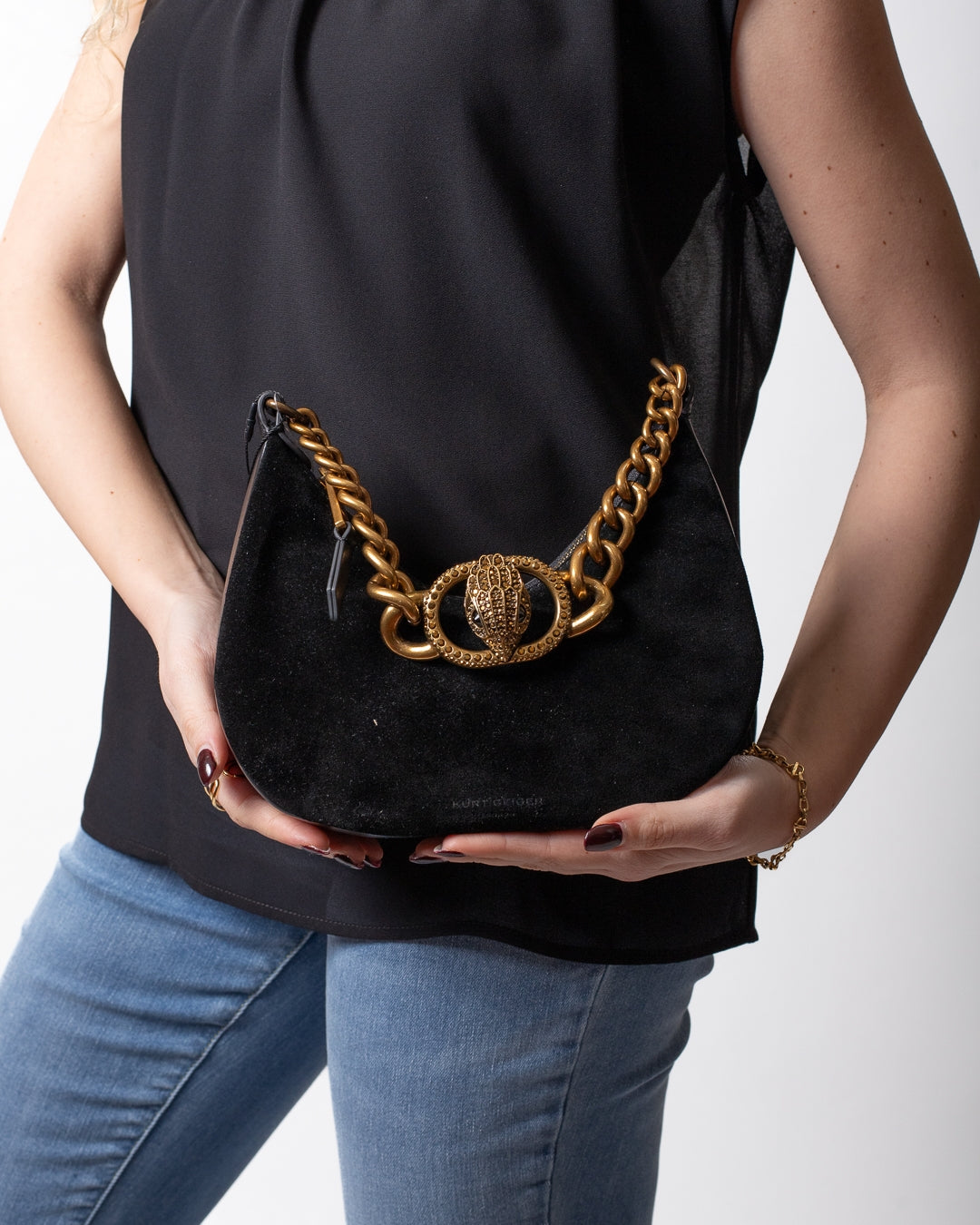 Borsa Kurt Geiger in suede "Chelsea chain" donna