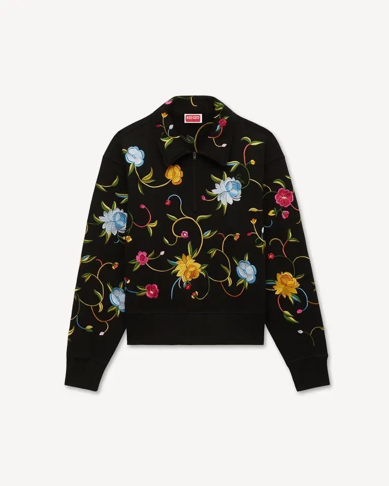 Felpa polo Kenzo Paris mezza zip e ricami