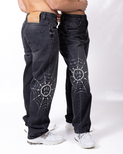 Jeans Barrow con grafica di perle e strass