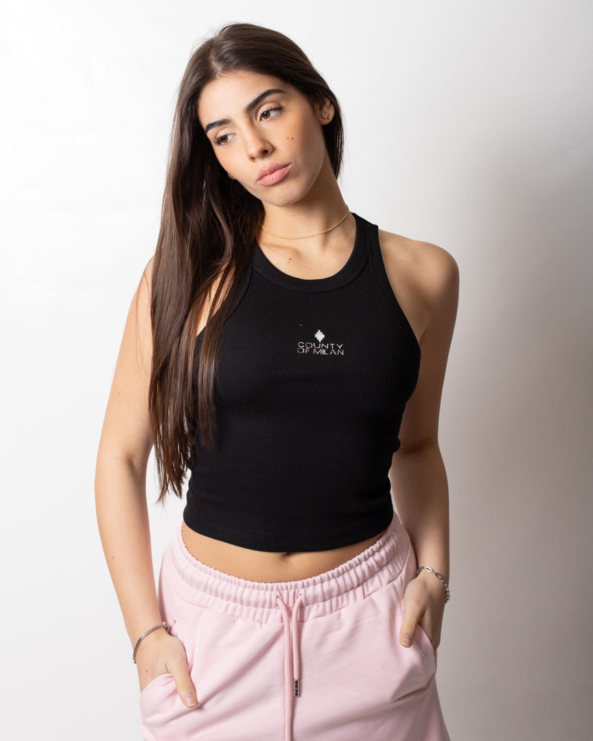 Canotta Marcelo Burlon cropped in costina donna