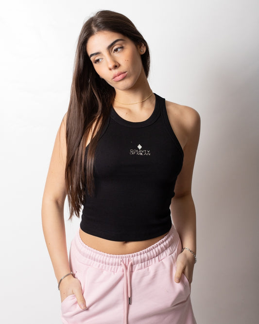 Canotta Marcelo Burlon cropped in costina donna