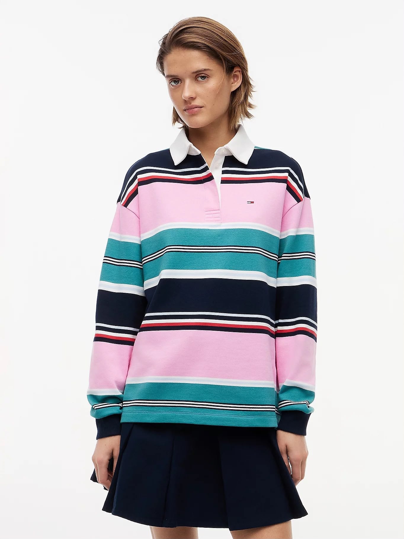 Polo Tommy Jeans "Flag Multi Stripe Rugby" donna