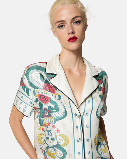 Camicia John Richmond "In good we trust" in seta donna