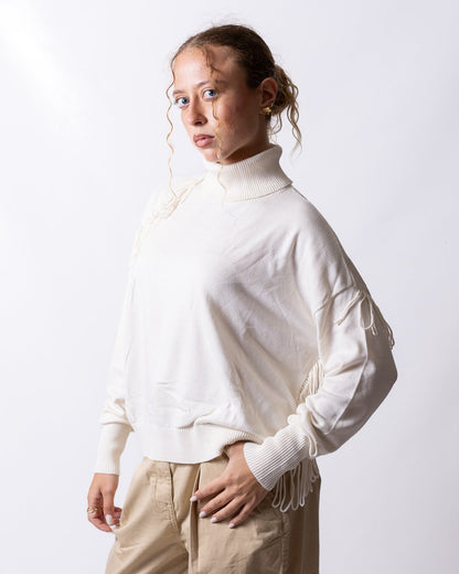 Maglia Twinset Actitude lupetto con frange donna