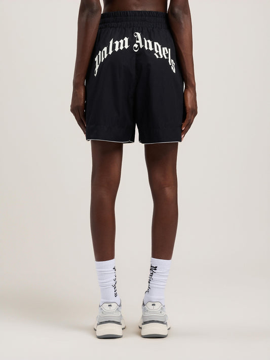 Short Palm Angels in tessuto "Curved Logo" donna