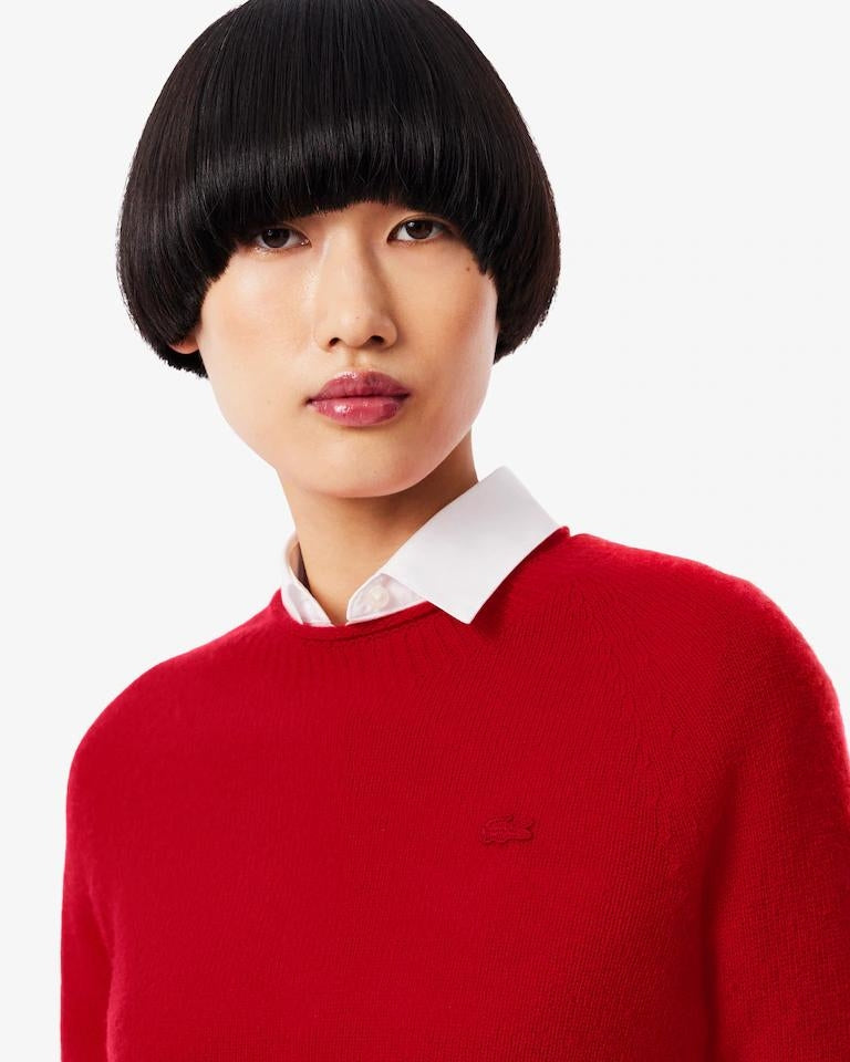 Maglia Lacoste girocollo in lana classic donna