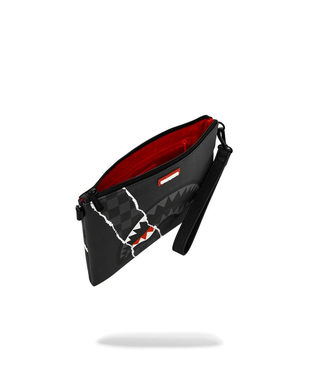 Pochette Sprayground nero CENTER RIP REVEALING GRAY CHECK CROSSOVER CLUTCH con tracolla