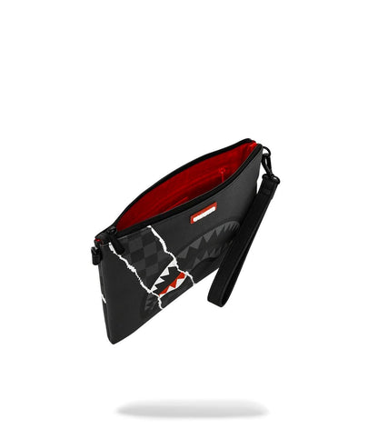 Pochette Sprayground nero CENTER RIP REVEALING GRAY CHECK CROSSOVER CLUTCH con tracolla