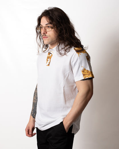 Polo Versace Jeans Couture in piquet "Barocco Wave" uomo