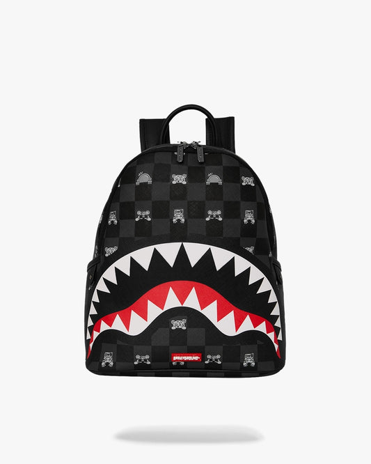 Zainetto Sprayground nero GRAY PEEKING CHARACTER CHECK SAVAGE BACKPACK