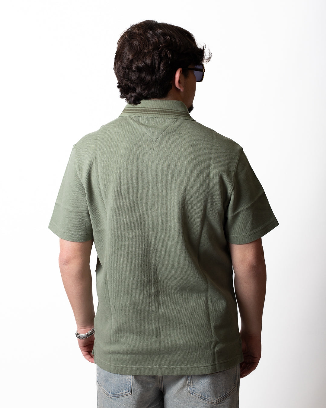 Polo Tommy Jeans con ricamo ed etichetta uomo
