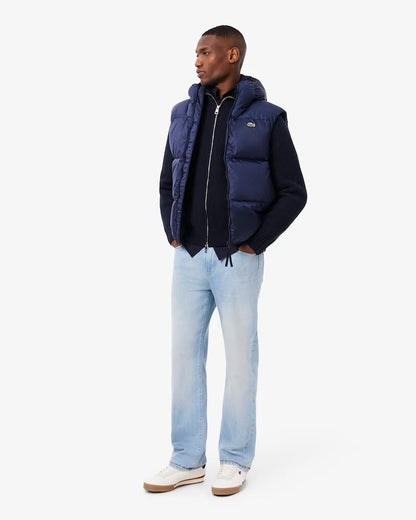 Maglia Lacoste fullzip a collo alto in lana con costine uomo