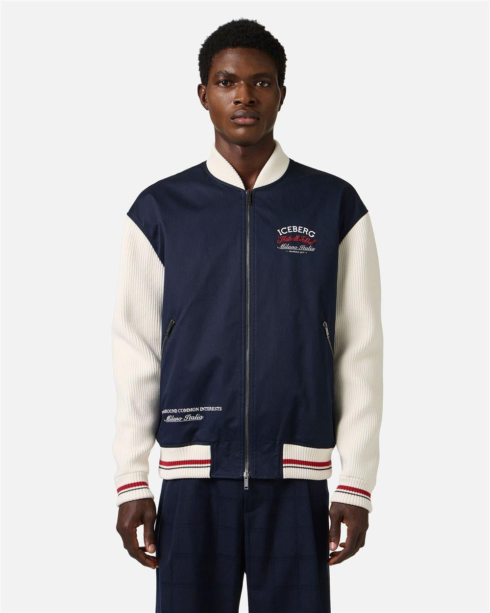 Giubbotto Iceberg con dettagli in maglia uomo