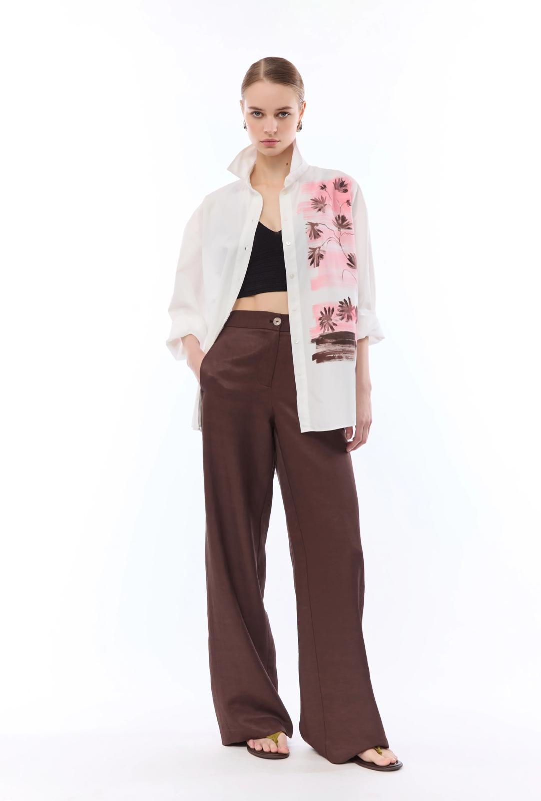 Pantalone Nenette fluido a gamba larga donna