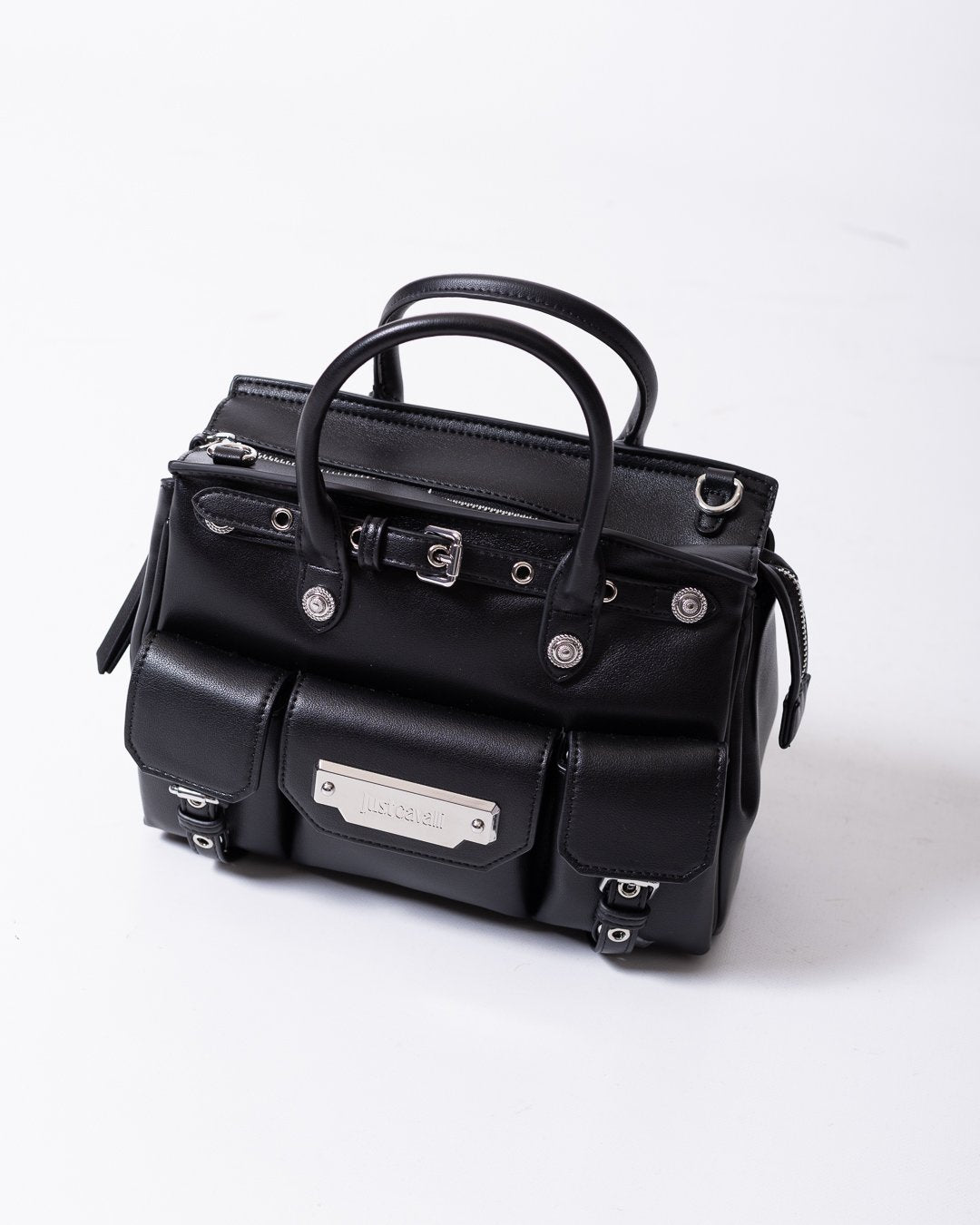 Borsa Just Cavalli in eco pelle con dettagli argento e logo