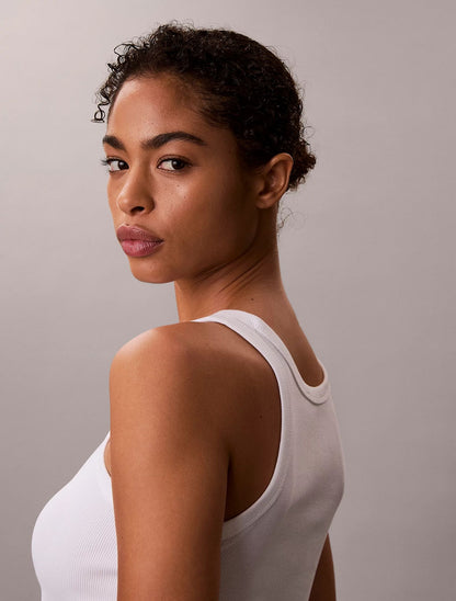 Canotta Calvin Klein in costina con ricamo donna