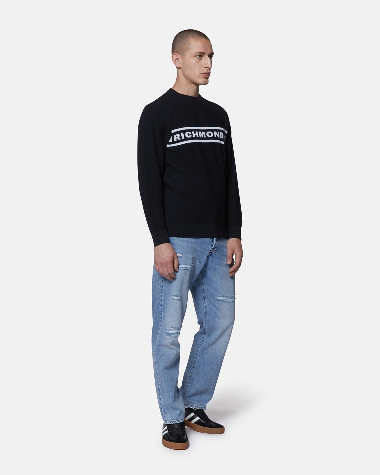 Maglia Richmond X girocollo in piquet con banda logata uomo
