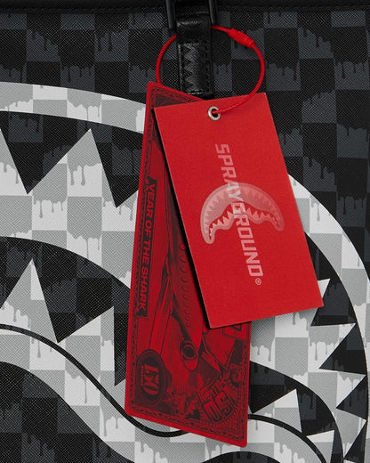Borsa Sprayground nero BLACK AND WHITE DRIP CHECK SHARK TOTE