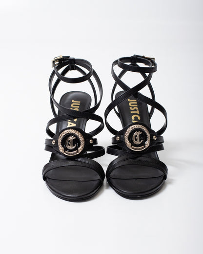 Tacco Just Cavalli in pelle con placca logata donna