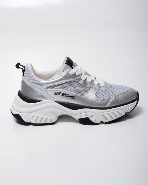 Sneakers Love Moschino in rete con dettagli lucidi donna