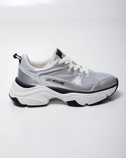 Sneakers Love Moschino in rete con dettagli lucidi donna