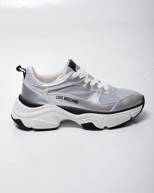 Sneakers Love Moschino in rete con dettagli lucidi donna