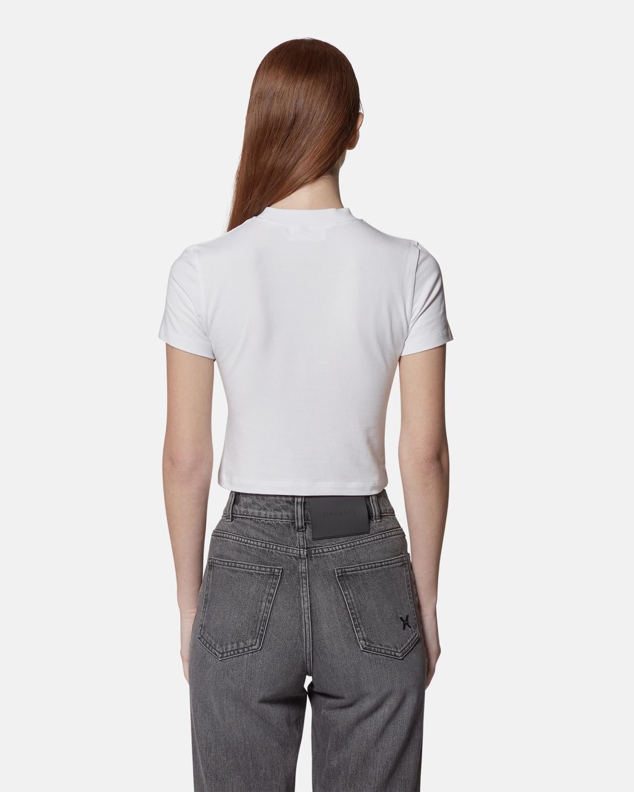 T-Shirt Richmond X cropped con logo glitter donna