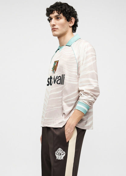 Polo Just Cavalli manica lunga con stampa e logo ricamato, long sleeve