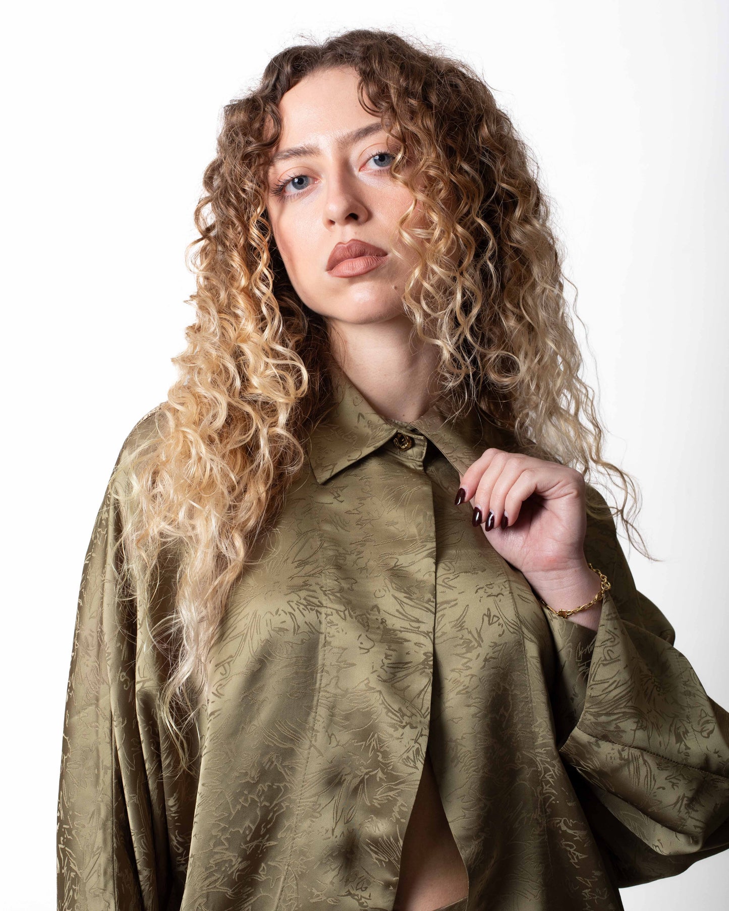 Camicia Nenette in viscosa con stampa jacquard donna