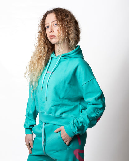 Felpa Disclaimer cropped con logo signature donna
