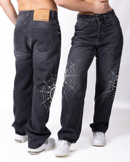 Jeans Barrow con grafica di perle e strass
