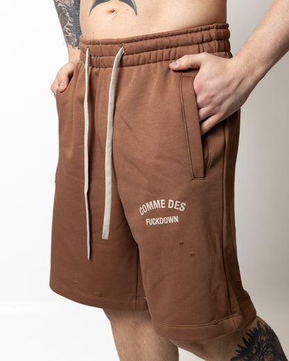 Bermuda Comme des Fuckdown in felpa con tagli e logo uomo
